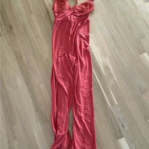 Victoria's Secret Coral Lace-Trim Sleep Romper